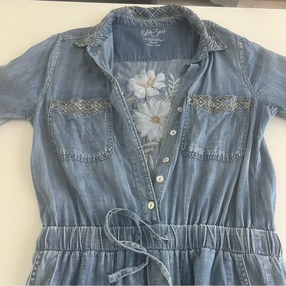 Kyla Seo Stelle Jumpsuit Caite Karyn Embroidered back 100% Tencel Jumpsuit - Picture 3 of 6